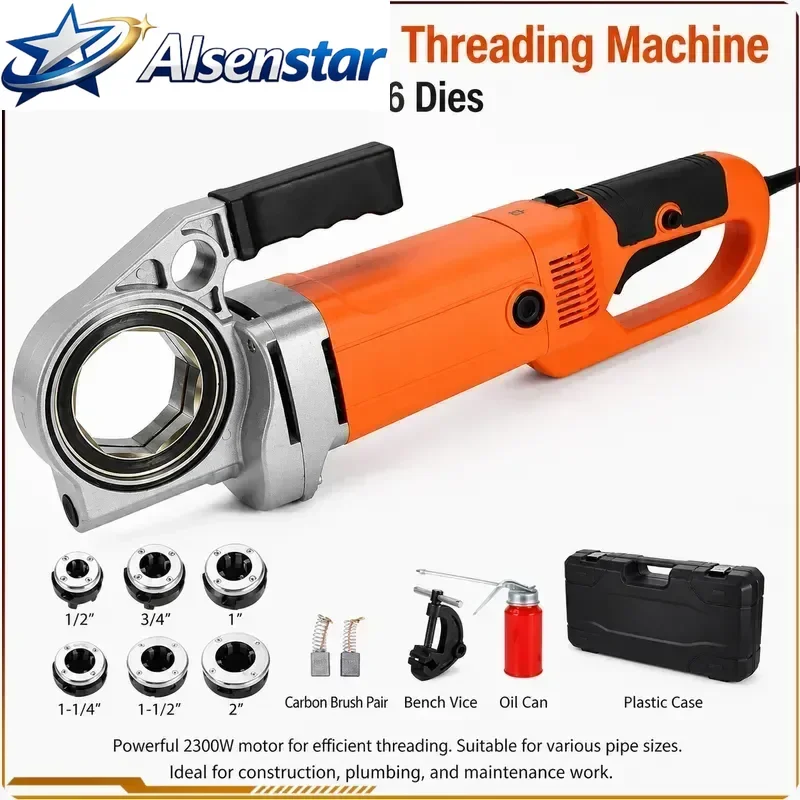 2300W Portable Handheld Electric Threader Galvanized Pipe Threading Machine 220V For Galvanized Iron Pipe Plumbing Construction