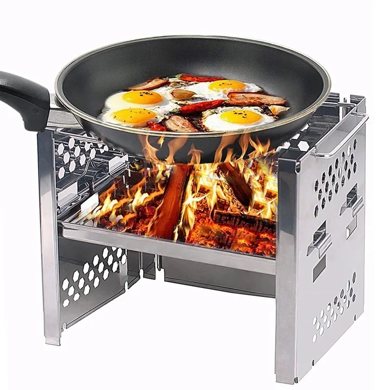 

Outdoor Camping Wood Stove Foldable Outdoor Barbecue Grill Portable Stainless Steel Charcoal Barbecue Grill Heating Stove