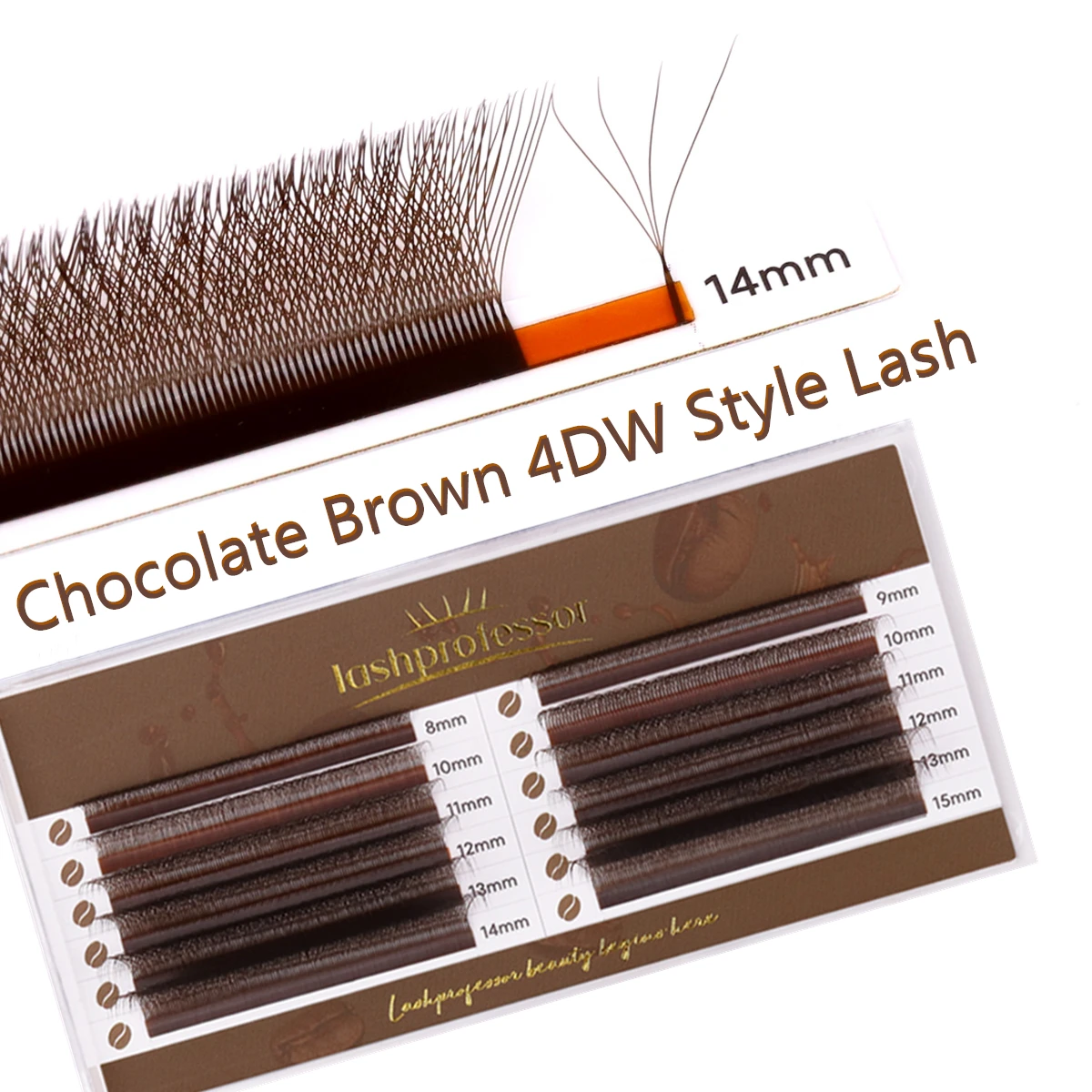 Lashprofessor Brown 4D W Shaped Eyelash Extensions Hand-Woven Dark Chocolate Brown W Style 4D Clover Premade Volume Fans Cilios