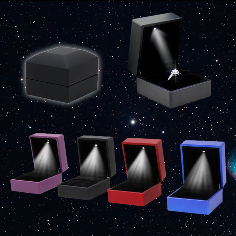 

Engagement Ring Box Earrings Jewelry Ring Box for Case with LED Lighted up for Proposal Engagement Wedding Gift Muiltcolor