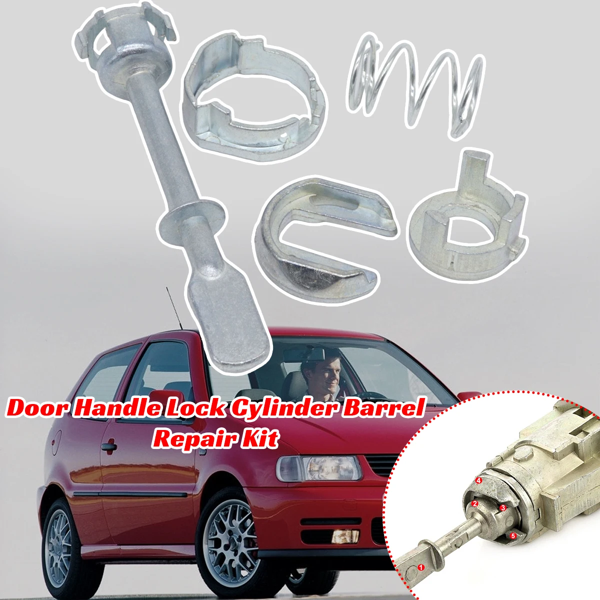 

Front Door Handle Lock Cylinder Barrel Paddle Repair 67MM Kit For Seat Cordoba Ibiza 6K Inca VW Polo MK3 6N 6KV Derby Caddy 9K