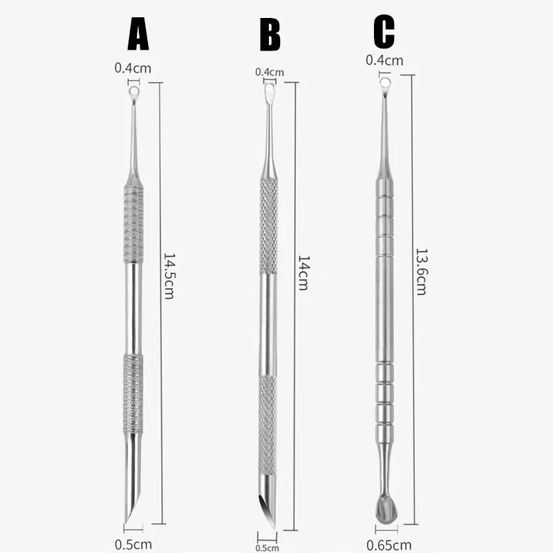 Bâtonnets de Manucure en Acier Inoxydable à Double Extrémité, Tête Biseautée Circulaire, Dissolvant, N64