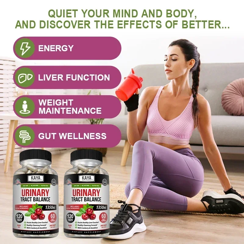 Urinary Tract Balance - D-Mannose, Cranberry - 120 Veggie Capsules 1350 mg Pure, Potent, Gut Cleansing, Healthy Liver Function