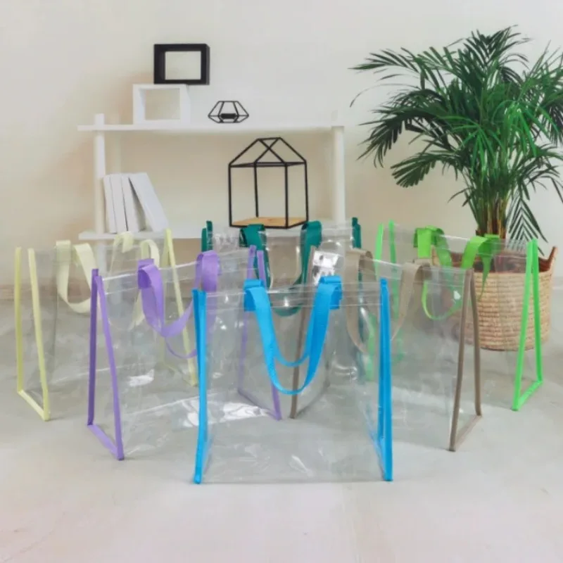 

5PCS Clear Front Tote Print PVC Bag DIY Christmas Beaches Stadiums Wedding Birthday Gifts School Supplies Packaging Pouches