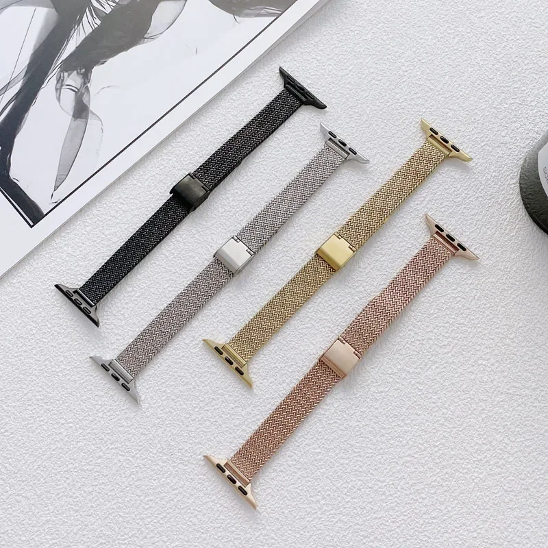 Matel Strap for Apple Watch Ultra Band 49mm 41mm 45mm Slim Milanese Loop Women Strap Iwatch 8 7 6 5 Se 4 3 42mm 44mm 38mm 40mm