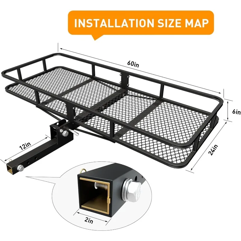 Engate cesta de carga combo dobrável reboque engate cesta de carga se encaixa 2 "receptor vem com saco de carga engate estabilizador rede de carga