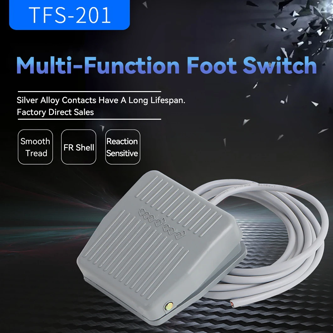 SPDT Foot Switch TFS-201 Self Resetting Nonslip Electric Foot Pedal Switch 2/3 Core Aviation Plugs Optional