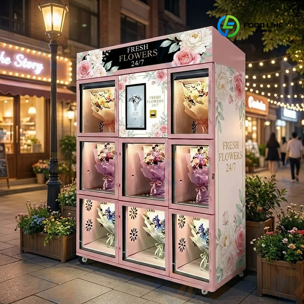 Fresh Flower Vending Machine, Refrigeration Cooling Module, Touch Screen Locker for 24h Commercial Bouquet Sale Customized