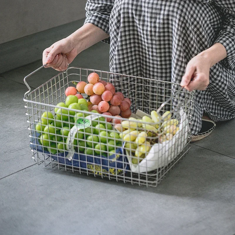 נירוסטה סל אחסון רב תכליתי מטבח מארגן אמבטיה חדר אמבטיה מתכת סל בגדים אחסון עמיד