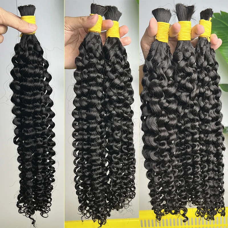 

Человеческие волосы без утка, объемное наращивание, необработанные девственные глубокие вьющиеся волосы, 100% необработанные волосы, 15А, объемное плетение волос для плетения глубокой волны