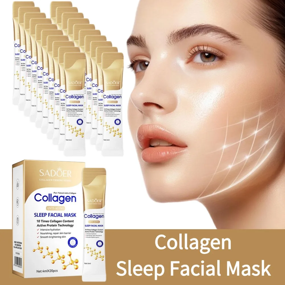 20 piezas máscaras faciales de colágeno para dormir hidratación profunda brillo reafirmante mascarilla Facial hidratante cuidado de la piel Facial para mujeres