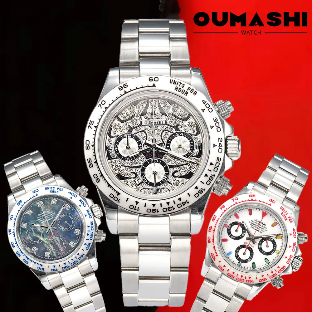 

39mm men's custom watch VK63 movement quartz chronograph Sapphire glass luxury business men's waterproof wristwatch 10Bar