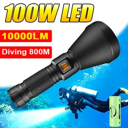 Powerful Professional Diving Flashlight 100W Underwater IPX8 Waterproof Dive Torch Strong Light Scuba Diving Flashlight Fishing