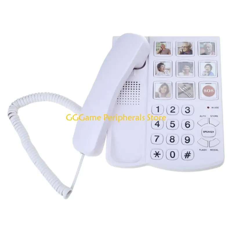 U55B Corded Telephone Fixed Landline Phone With Big Buttons and Speed Dials for Elderly Amplified Sound