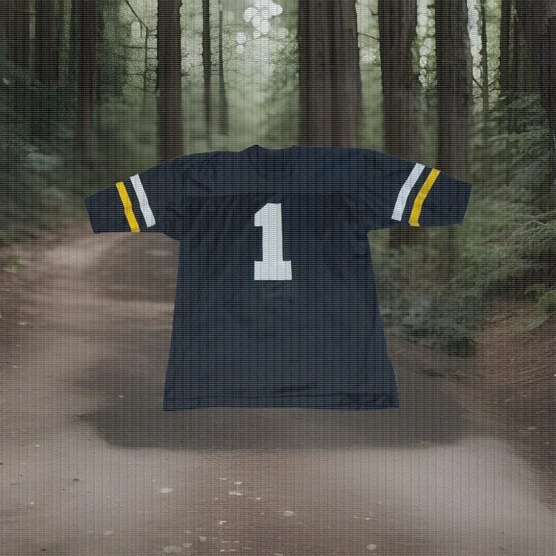 American Football Jersey Number 1, Black Background, Yellow and White Stripes, Short Sleeved Loose Retro Sports Jersey for Men