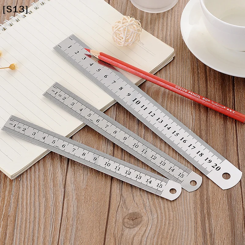 15-30cm Stainless Steel Metal Straight Ruler Tool Double Sided Measuring Tool[Q]Q@
