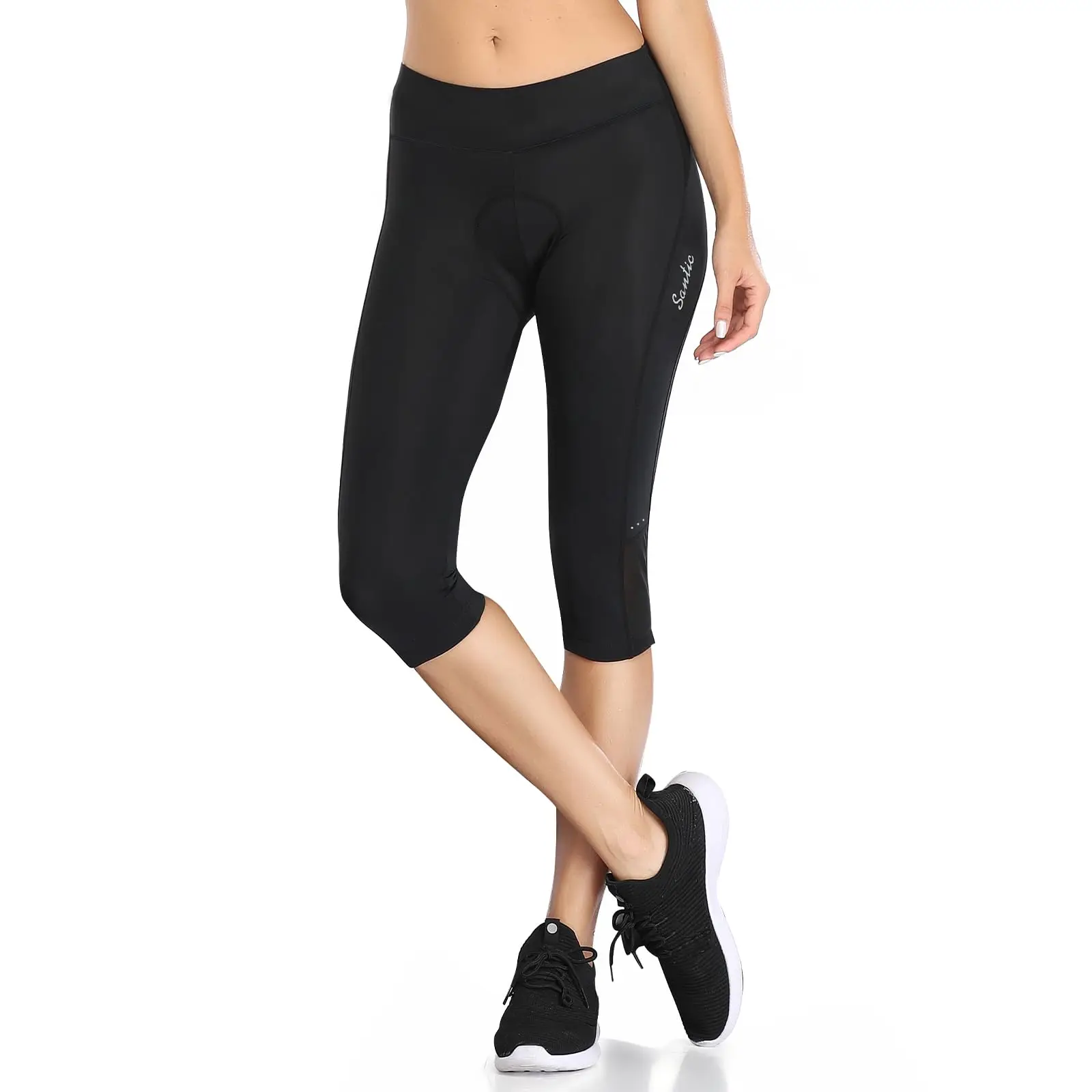 Santic Women's Cycling Pants with Padded 3/4 Cycling Shorts Riding Shorts with Pockets