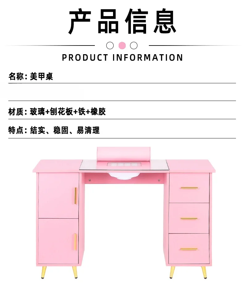 Nail table with vacuum system, glass