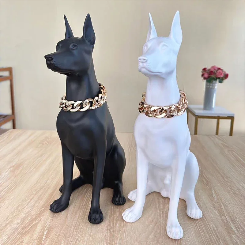 Resin Home Decoration Dog Decoration Simulation Doberman FRP Pinscher Model, Home Decor Sculpture Statues for Decoration