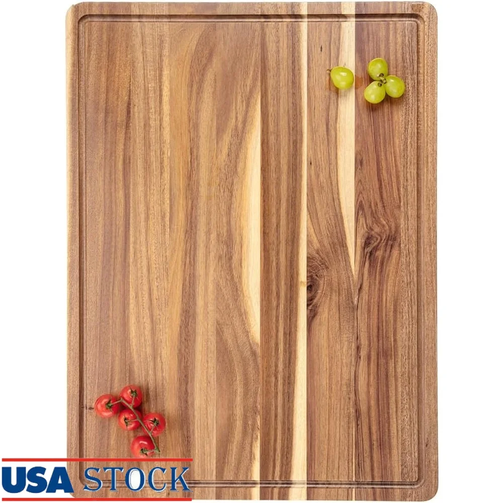 

Разделочная доска XXL, дерево акации, очень большая доска для мясного блока, доска для резьбы по соку, канавки, ручки для кухонного мяса, барбекю, бордюр