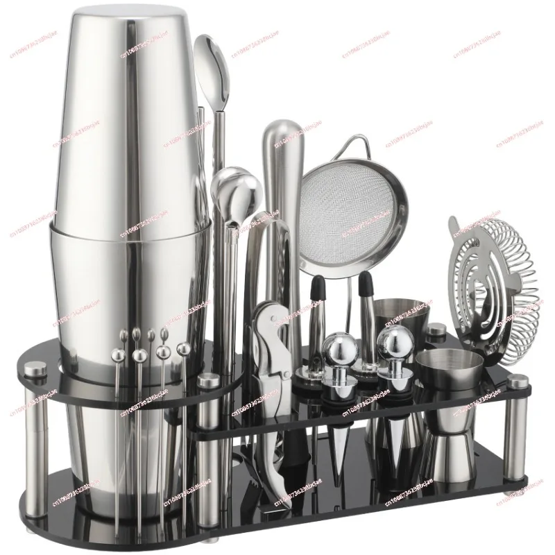 Mixer Cocktail Shaker Mixer Tool Set 23-piece Stainless Steel Removable Multi-layer Acrylic Rack