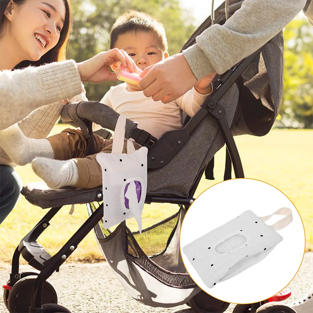 

2 Pcs Baby Stroller Wet Wipes Travel Case Tissue Bag Holder Pack for Purse Storage Napkin Cotton Car Container