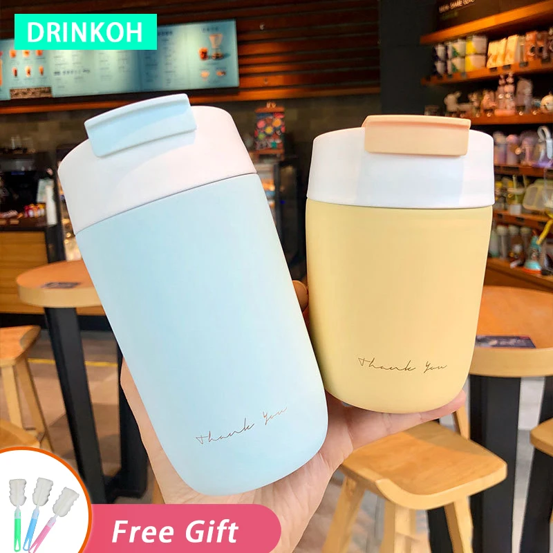 Portable Insulated Cup In-Car Coffee Mug 350/500ml Thermos Cute Water Bottle For Girl Vacuum Flasks Double Drink Thermal Tumbler