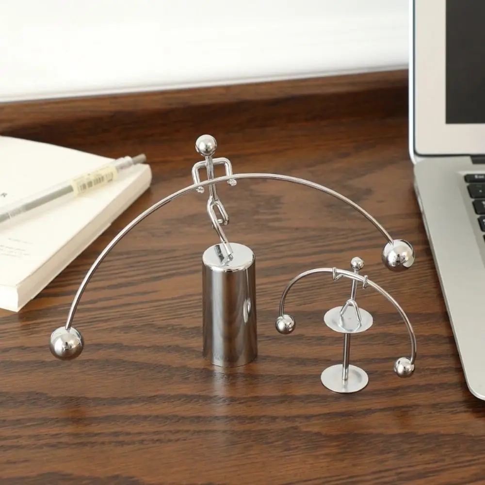 Stainless Steel Balance Ball Toy Pendulum Cradle Weightlifter Kinetic Art Balance Iron Man Ornaments Early Education Tools