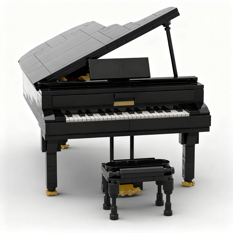 501pcs MOC Concert Grand Piano Creative Display Model Building Blocks Home Decor Desk Shelf Accent Premium Room Gift For Adults