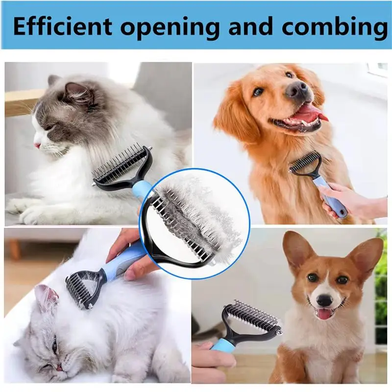 Cortador de pelo para mascotas, herramientas de eliminación de pelo de gato, cepillo de doble cara, productos proveedores, envío directo