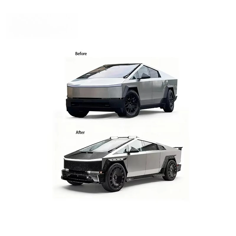For Tesla Cybertruck ELONGATION Dry Carbon 3K Twill Wide Body Kit, Front Bumper, Side Skirt, Rear Spoiler, Cast Carbon Kit