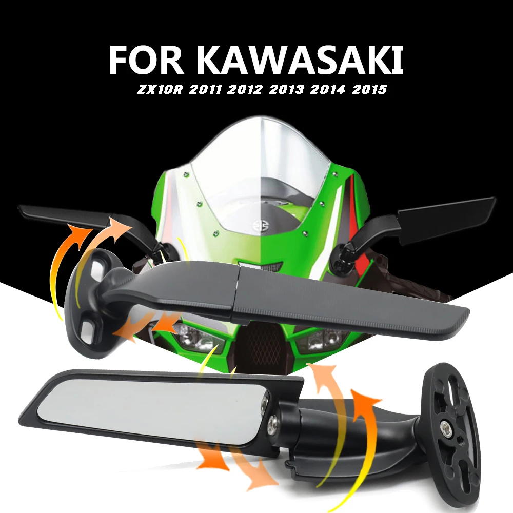 

Motorcycle Side Mirrors Wind Wing Adjustable 360 Rotating Rearview Mirror Modified For KAWASAKI ZX10R 2011 2012 2013 2014 2015