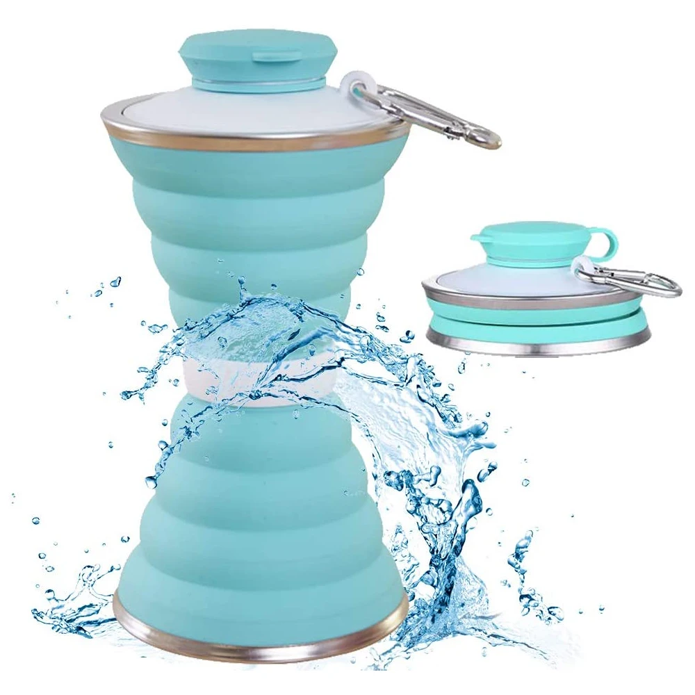 500 ml Silikon Wasser Flasche Tasse Faltbare Auslaufsicher Tragbare Sport Reise Wasser Flaschen Für Outdoor Reise Gym Wandern Wiederverwendbare – Detail 1