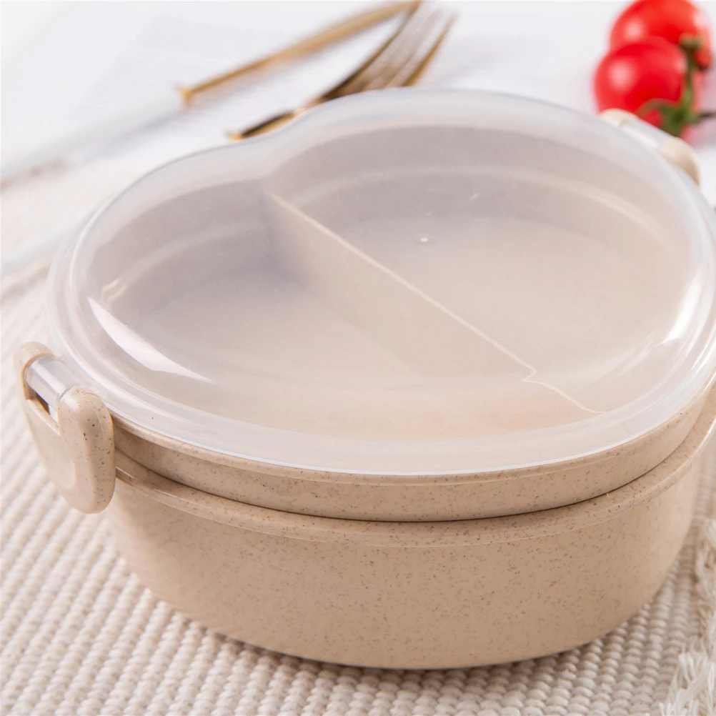 

1pc Lunch Box Double Layer Preservation With Fork Spoon for Students (Beige)
