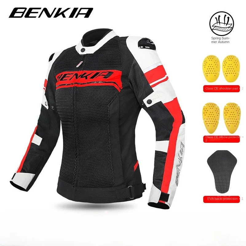 BENKIA Motorcycle Jacket Women's Spring Summer Fall Windproof Mesh Breathable Wear Resistant Motorcycle Riding Waterproof Jacket