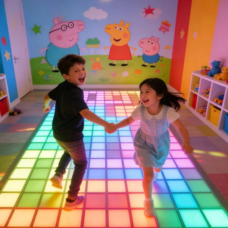 Certified Indoor Interactive LED Dance Floor Game, Large Jump Dance Tiles with Hot Lights for Wall and Floor Gaming