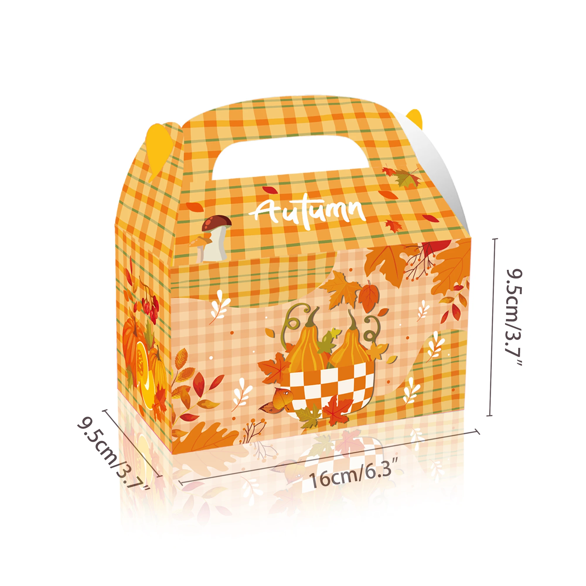 DD281 4Pcs Thanksgiving Party Paper Boxes Birthday Portable Packing 16x9.5x9.5CM Gift Boxes Autumn Pumpkin Maple Leaf Pattern