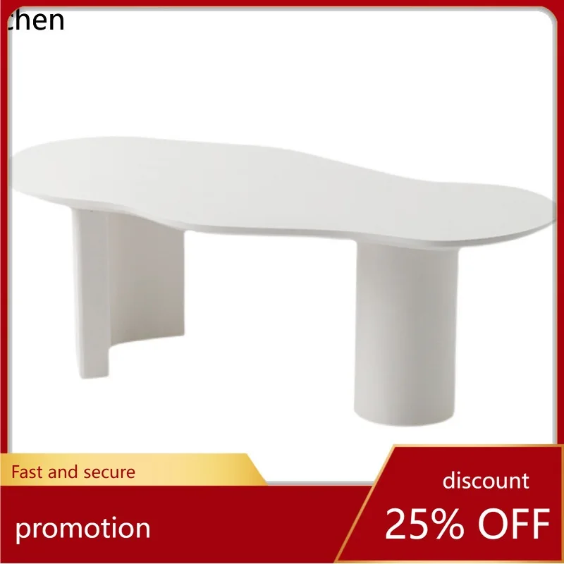 

CZ wavy white coffee table, simple and unique cloud shape, wabi-sabi style, suitable for small homes, irregular table