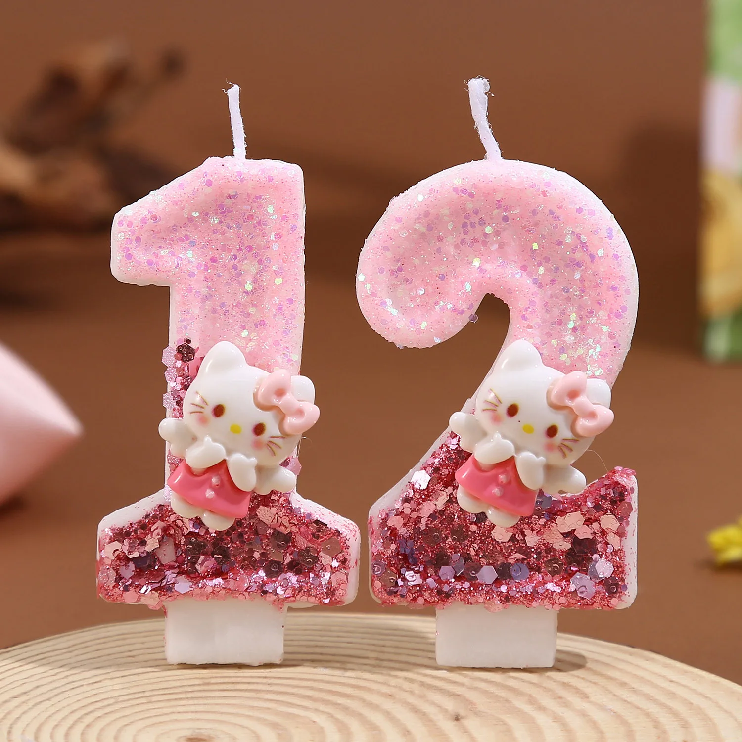 Vela Digital Rosa Hecha a Mano con Diseño de Hello Kitty, Números del 0 al 9, Ideal para Decoración de Pasteles de Cumpleaños y Fiestas de Aniversario