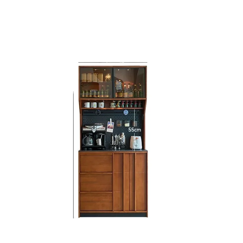 

Retro solid wood French dining side cabinet integrated storage cabinet against the wall, living room locker, medieval tea