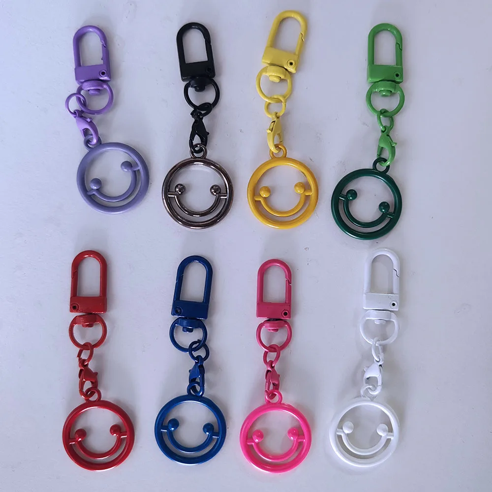 1pc Personalized Colorful Smile Face Alloy Key Chain Party Favors Car KeyRing Bag Pendant Birthday Wedding Party Favors Gift