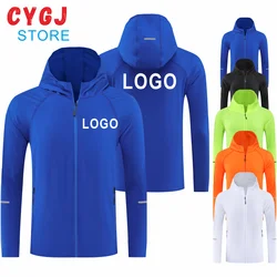 Casual Sports Hooded Zipper Jacket For Men And Women Running Outdoor Coat Spring\Autumn Thin Jackets Customized Logo Print