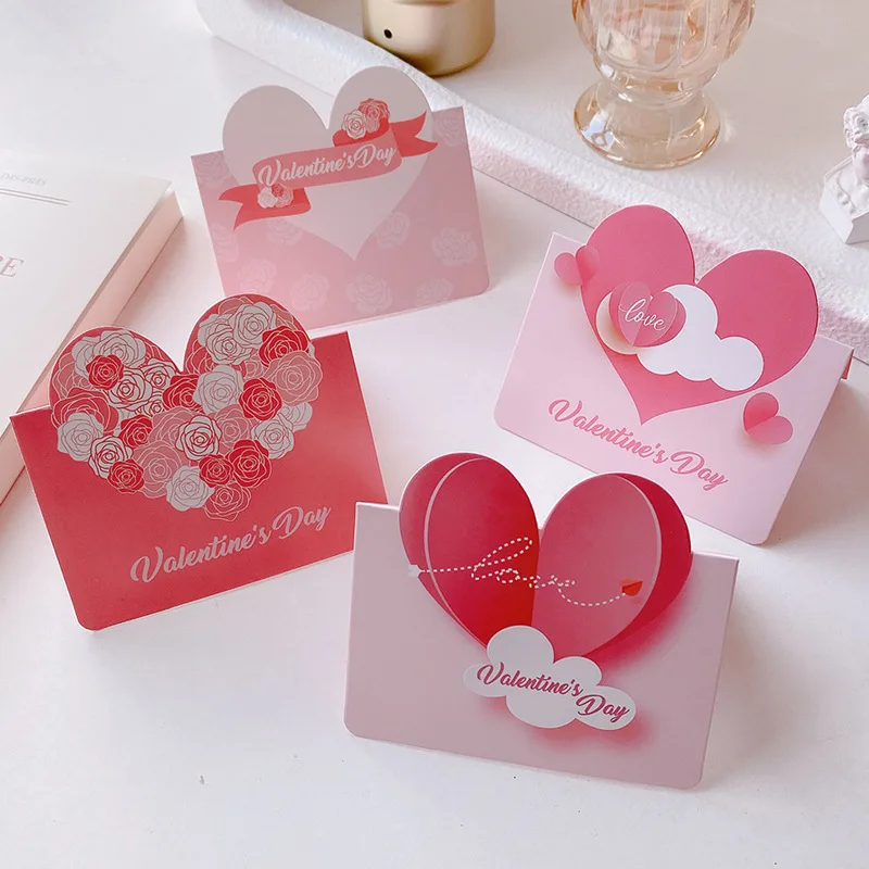 

10 Heart-shaped Handwritten Greeting Cards, High-end Blank Blessing Message Cards, Birthday Thanksgiving Gift Cards