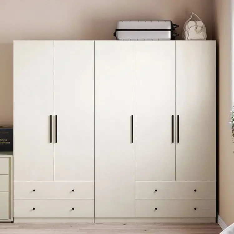 Modern Clothes White Wood Cloth Cabinet Wardrobe Organizer Bedroom Customized Design Size Wooden Almirah Wardrobe Closet