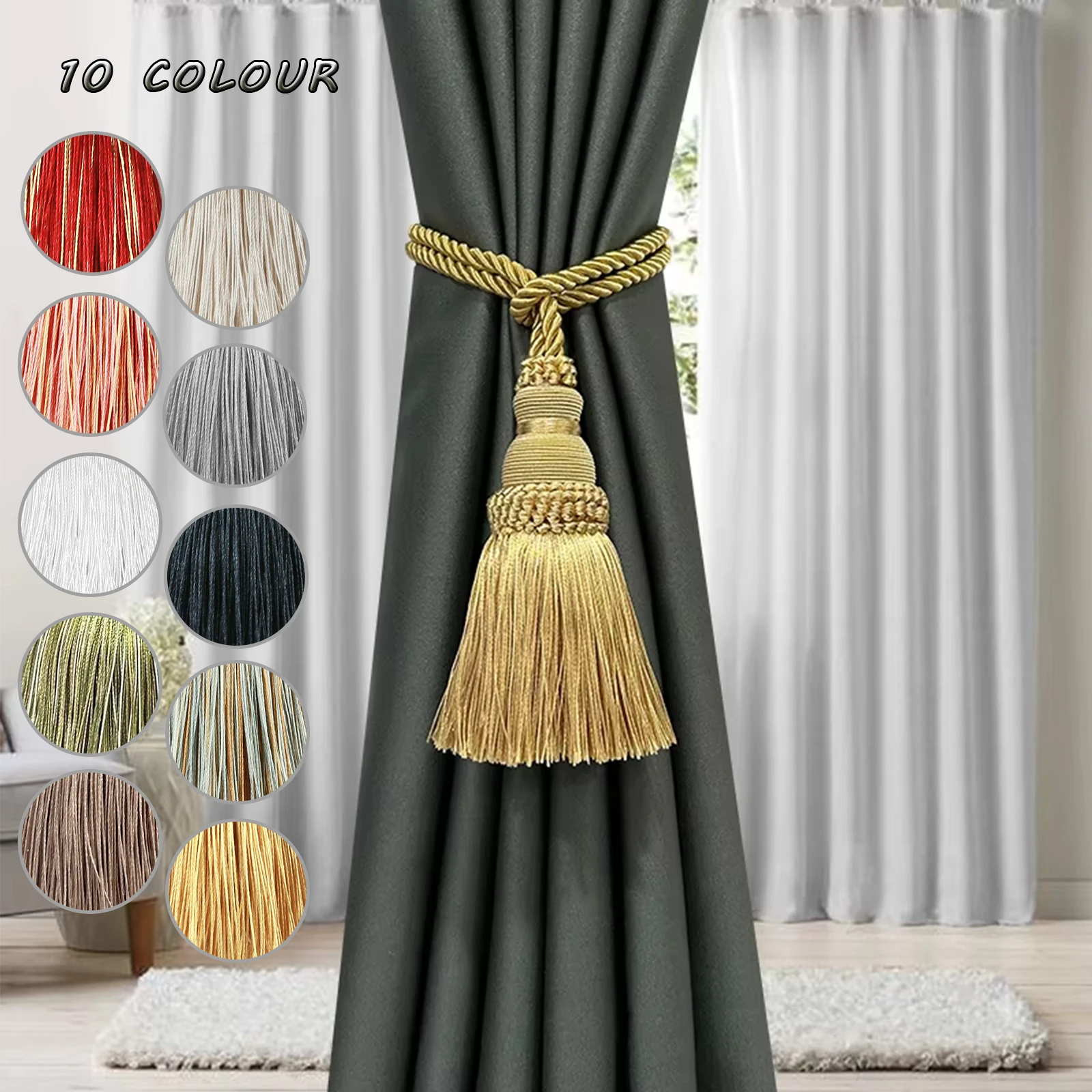 1 /2Pcs Curtain Tie Backs Rope Tassels Tie Backs Handmade Elegant Holdbacks Window Drapes Curtain Supplies Rope Room Accessories