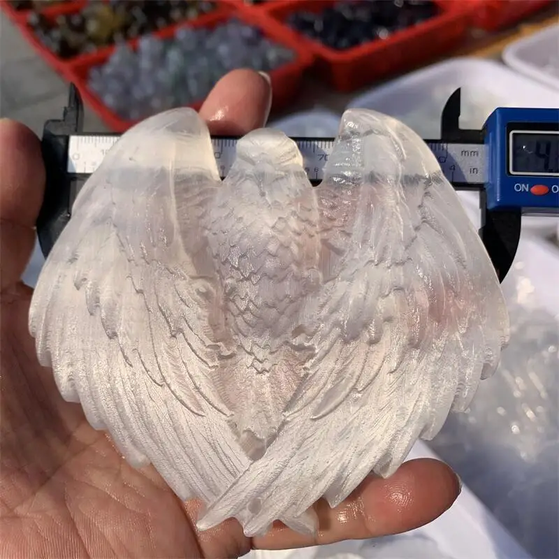 1PC Natural Selenite Stone Eagle Quartz Healing Crystal Animal Statue Carving - Home Decor Ornament Collection Gift