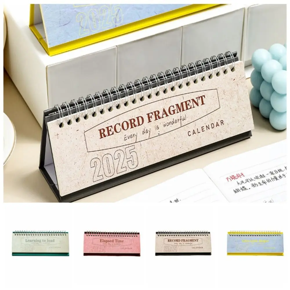 2Pcs Retro Color Cover 2025 Planning Desk Calendar Comprehensive Retro Mini Desk Calendar Compact Colorful