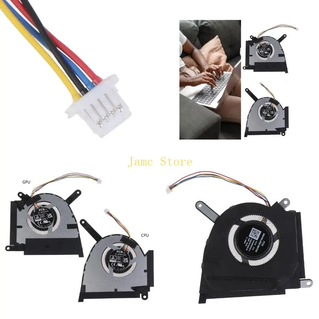 LX0B CPU Cooling Fan Wear‑resistant Laptop CPU GPU Cooling Fan Replacement Easy Installation Compact- Suitable for FX517