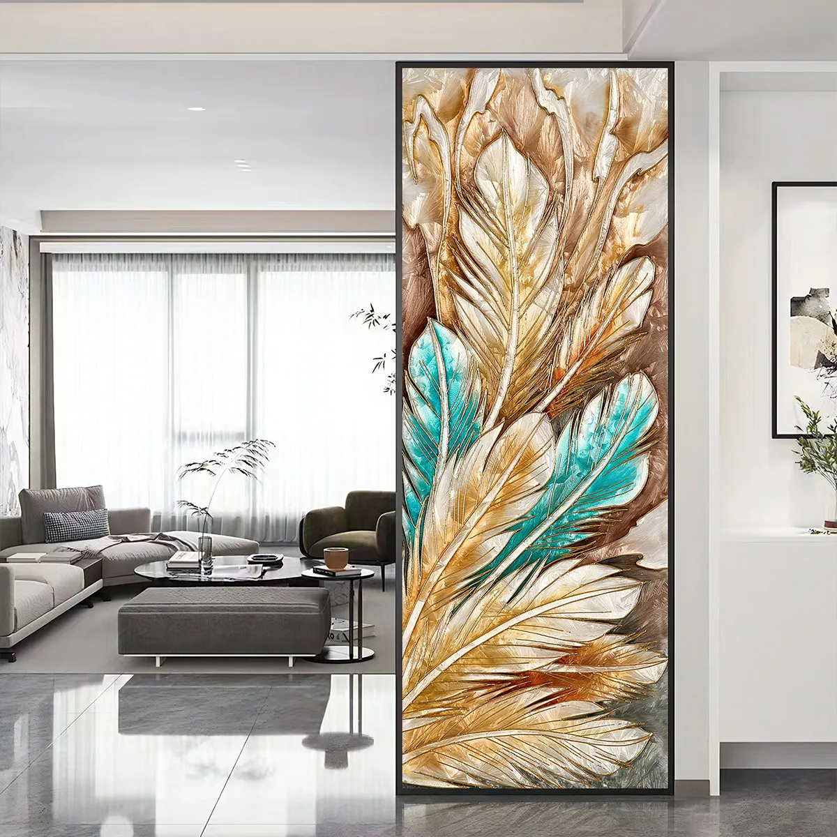 Cloisonné enamel color light luxury high-end art glass villa living room bedroom screen partition
