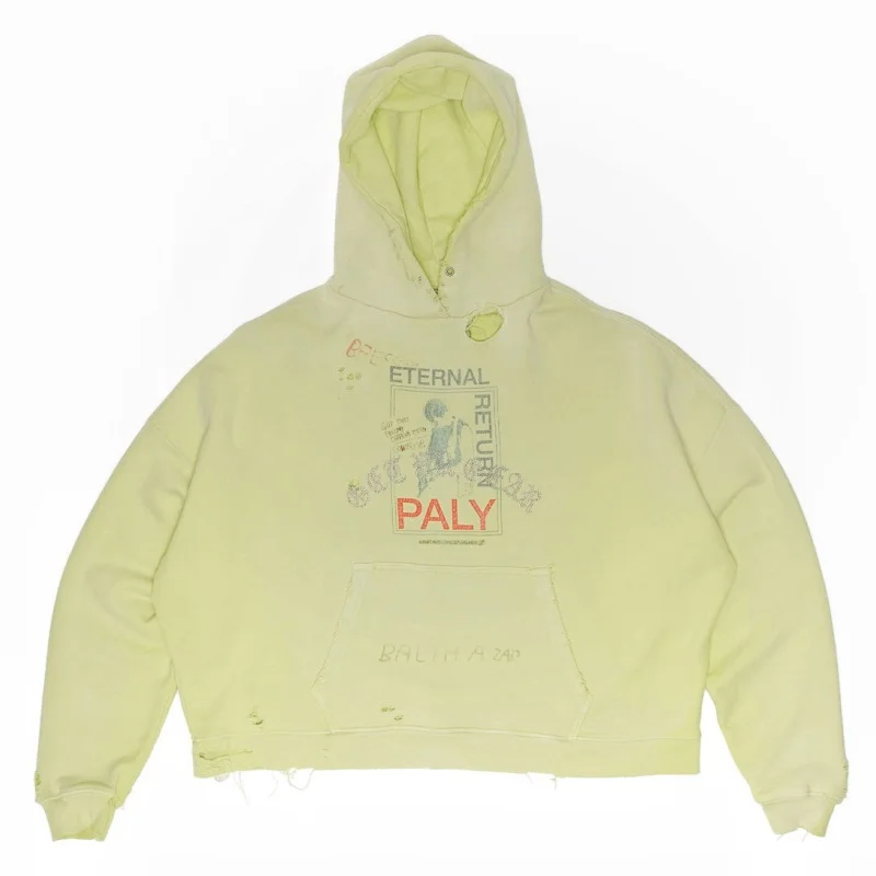 Oversized Hollywood Print Hoodie Vintage Distressed Men's Autumn Winter Sweatshirt New streetwear